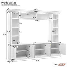 Load image into Gallery viewer, TV Stand With Bookcase, Storage Cabinet With 3 Adjustable Shelves, Living Room Entertainment Center - White