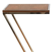 Load image into Gallery viewer, Stylish Asymmetrical Wood And Metal Z Shaped Side Table - Brown Natural