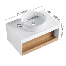 Load image into Gallery viewer, Floating Bathroom Vanity With Glossy Round Vessel Sink