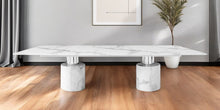 Load image into Gallery viewer, 180" Marble Double Pedestal Base Dining Table - White