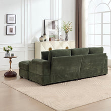 Load image into Gallery viewer, Convertible Sectional Sofa Bed Set With Armrest Storage, Cup Holder, USB, 4 Seater - Green