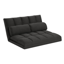Load image into Gallery viewer, Futon Convertible Sleeper Loveseat And Toss Pillows - Gray