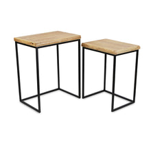 Load image into Gallery viewer, Solid Wood Nested Tables (Set of 2) - Black And Brown