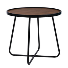 Load image into Gallery viewer, 24" Wood And Metal Round Cross Legs Coffee Table - Black