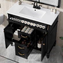 Load image into Gallery viewer, Bathroom Vanity With Sink, Flip-Out Top Drawer, Soft Close Doors, 2 Storage Drawers