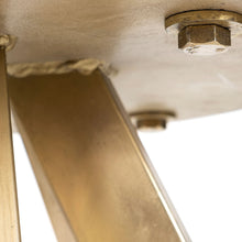 Load image into Gallery viewer, 48" Rounded Marble And Metal Pedestal Base Dining Table - Gold