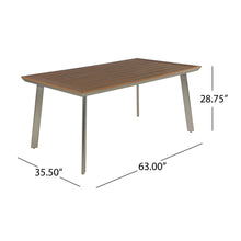 Load image into Gallery viewer, Outdoor Dining Table With Eucalyptus Wood Topped - Silver
