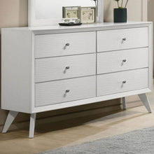 Load image into Gallery viewer, 1 Piece Dresser With Angled Legs, Wave Texture And Round Knobs - White