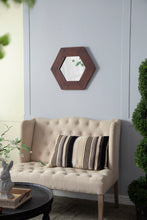 Load image into Gallery viewer, Hexagon Mirror With Natural Wood Frame, Wall Decor For Living Room Bathroom Hallway