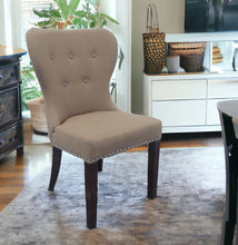 Load image into Gallery viewer, Linen Tufted Side Chair - Taupe / Dark Brown