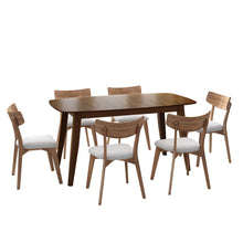 Load image into Gallery viewer, 7 Piece Mid - Century Dining Set With Upholstered Dining Chairs, Dining Table