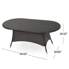 Load image into Gallery viewer, Outdoor Oval Dining Table With Silver Tipped Legs - Brown Multi