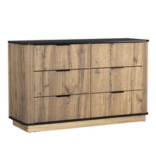 Load image into Gallery viewer, Modern 6 Drawer Cabinet With Metal Rounded Corners And Exquisite Handles Multi Functional Storage - Natural Wood