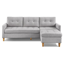 Load image into Gallery viewer, Polyester Blend Sofa With Ottoman With Natural Legs - Light Gray