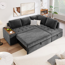 Load image into Gallery viewer, L Shaped Couch With Pull Out Bed And Storage Sectional Sleeper Sofa With Hidden Storage, Wide Armrest With Storage, For Living Room, Apartment, Bedroom, Office