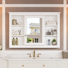 Load image into Gallery viewer, Wall Mounted Bathroom Storage Cabinet With Mirror, Medicine Cabinet With 6 Open Shelves And Adjustable Interior - White