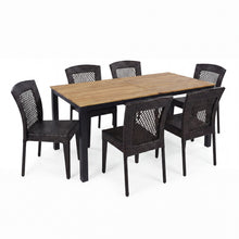 Load image into Gallery viewer, 7 Piece Outdoor Dining Set With Table And 6 Chairs - Brown Multi