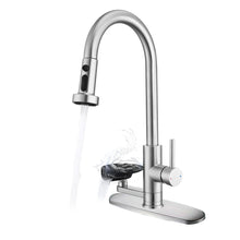 Load image into Gallery viewer, 3 In 1 Kitchen Faucet With Press Type Glass Rinser, High Arc Pull Down Sprayer