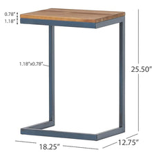 Load image into Gallery viewer, C Shaped End Table With Iron Base And Fir Wood To