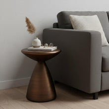 Load image into Gallery viewer, Steel Cinched High Waist Round Pedestal End Table - Bronze
