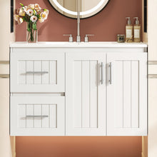 Load image into Gallery viewer, Wall Mounted Bathroom Vanity & Sink, 2 Drawers