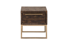 Load image into Gallery viewer, Reclaimed Wood End Table With Drawer - Antiqued Brass And Brown