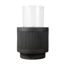 Load image into Gallery viewer, Heavy Cement Round Ribbed Outdoor Water Fountain With Light - Black White
