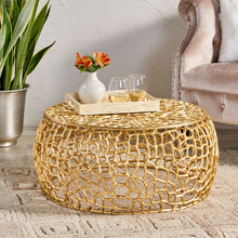 Load image into Gallery viewer, Modern Glam Mesh Coffee Table With Accents And - Gold