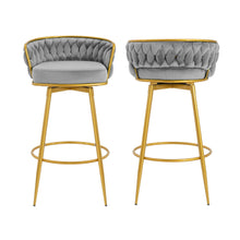 Load image into Gallery viewer, Modern Low Back Upholstered Counter Height Bar Stools (Set of 2)
