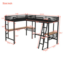 Load image into Gallery viewer, Twin Loft Bed With 2 Built In Desks, Mission Style - Black