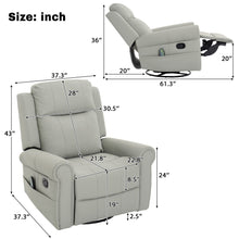 Load image into Gallery viewer, Manual Recliner Chair With 270 Degree Swivel, Massage & Heating, Dual Reclining Positions