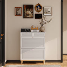 Load image into Gallery viewer, Modern Freestanding Shoe Cabinet With Flip Up Doors And Drawers, Compact Design For Entryway - White Natural