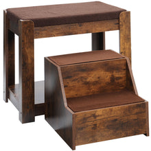 Load image into Gallery viewer, Pet Bunk Bed With Removable Step For Dogs And Cats, Multi-Level Bed Window Perch Seat Platform With Cushion And Cat Scratch Pad, Indoor Use - Dark Brown