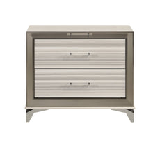 Load image into Gallery viewer, 25" Wood Lighted Two Drawer Nightstand - Silver / White