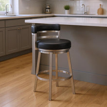 Load image into Gallery viewer, 35" Swivel Low Back Counter Height Bar Chair - Black / Silver