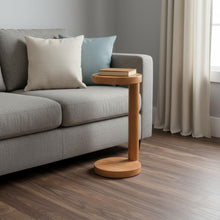 Load image into Gallery viewer, Distressed Solid Wood Round End Table (718202) - Natural