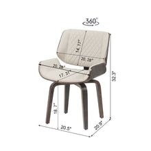 Load image into Gallery viewer, Mid Century Modern Dining Chair 360° Swivel, Ergonomic Design Upholstery, Bentwood Frame, (Set of 2) - Beige