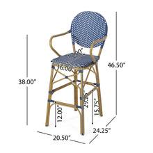 Load image into Gallery viewer, Outdoor Wicker And Aluminum French Barstools (Set of 2)