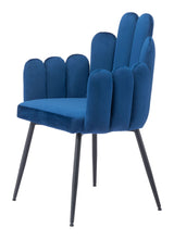 Load image into Gallery viewer, Upholstered Velvet Slat Back Dining Arm Chairs (Set of 2) - Navy Blue / Black