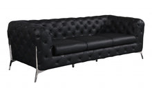 Load image into Gallery viewer, Italian Leather Sofa Silver Legs - Black