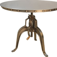 Load image into Gallery viewer, Adjustable Height Antiqued Nickel Three Leg Base Round Top Dining Table - Pearl Silver
