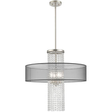 Load image into Gallery viewer, 33" Four Light Dimmable Chandelier With Shades - Nickel