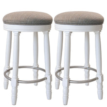 Load image into Gallery viewer, 360° Swivel Wooden Barstools With Upholstered Seat, Counter Height (Set of 2)