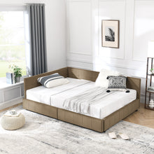 Load image into Gallery viewer, Mid-Century Storage Upholstered Tufted Bed Frame With Backrest And Armrests