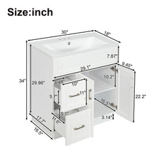 Load image into Gallery viewer, Bathroom Vanity With 2 Doors, 2 Drawers, Adjustable Shelf, Hidden Slides & Soft Close Hinges