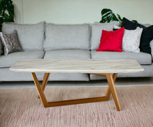 Load image into Gallery viewer, 51" Ceramic Tile Rectangular Coffee Table - Walnut And White