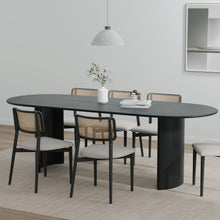 Load image into Gallery viewer, 79" Solid Wood Mirrored Double Pedestal Base Oval Dining Room Table - Black