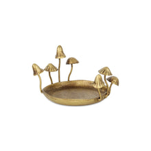 Load image into Gallery viewer, 6" Cast Iron Mushrooms Trinket Tray - Antiqued Gold