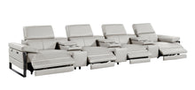 Load image into Gallery viewer, Top Grain Leather Reclining Metal USB Sofa (720349) - Light Gray