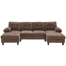 Load image into Gallery viewer, U-Shaped Sectional Sofa 103.5" Fabric Couch With Dual Chaise Lounges, Storage Pockets, Armrest Pillows